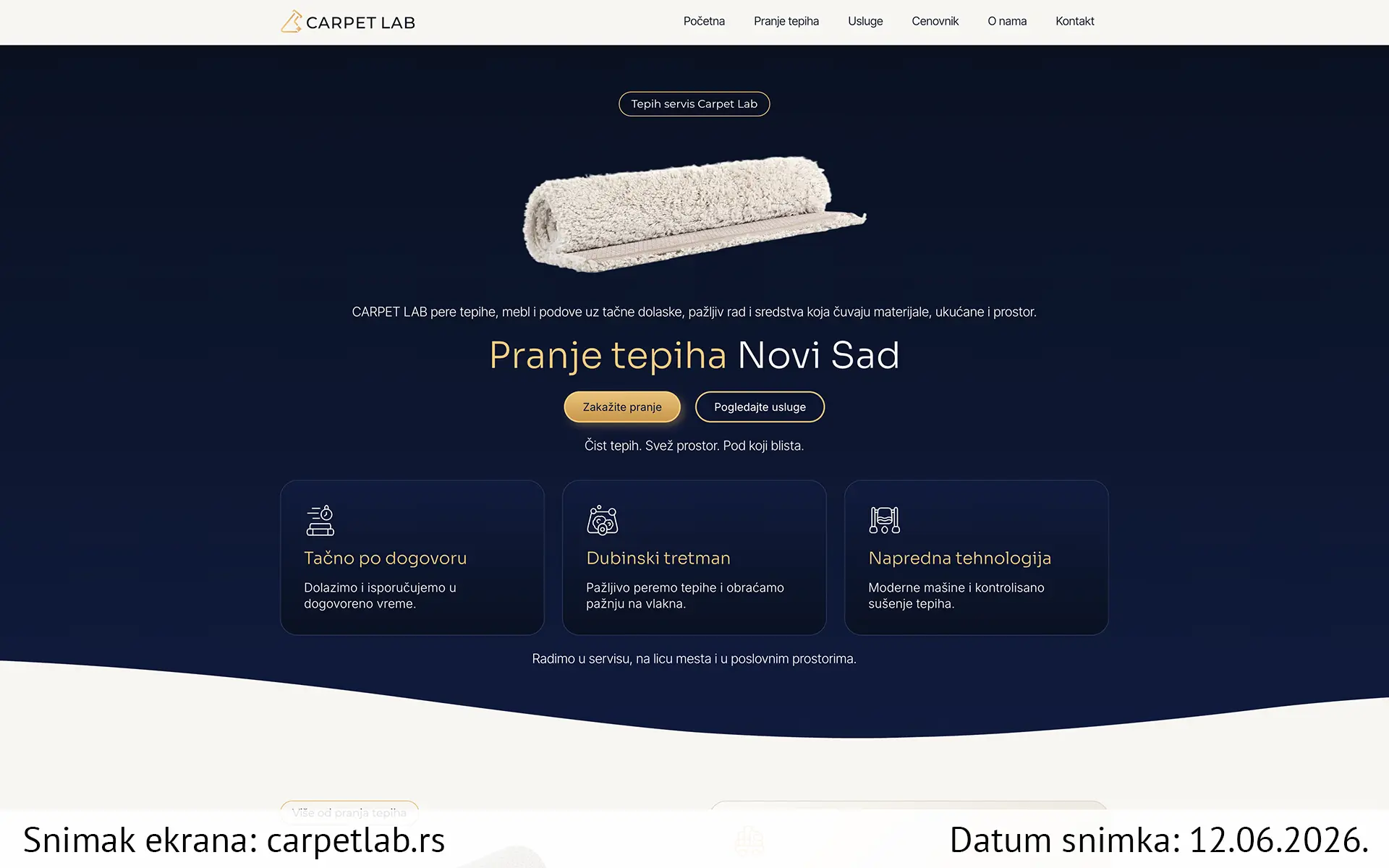 Snimak ekrana sajta — CARPET LAB