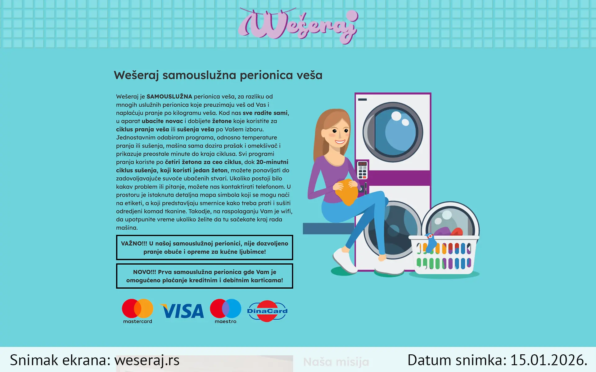 Snimak ekrana sajta — Wešeraj