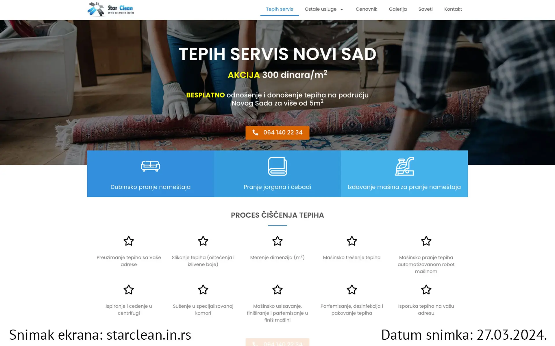 Snimak ekrana sajta — Star Clean