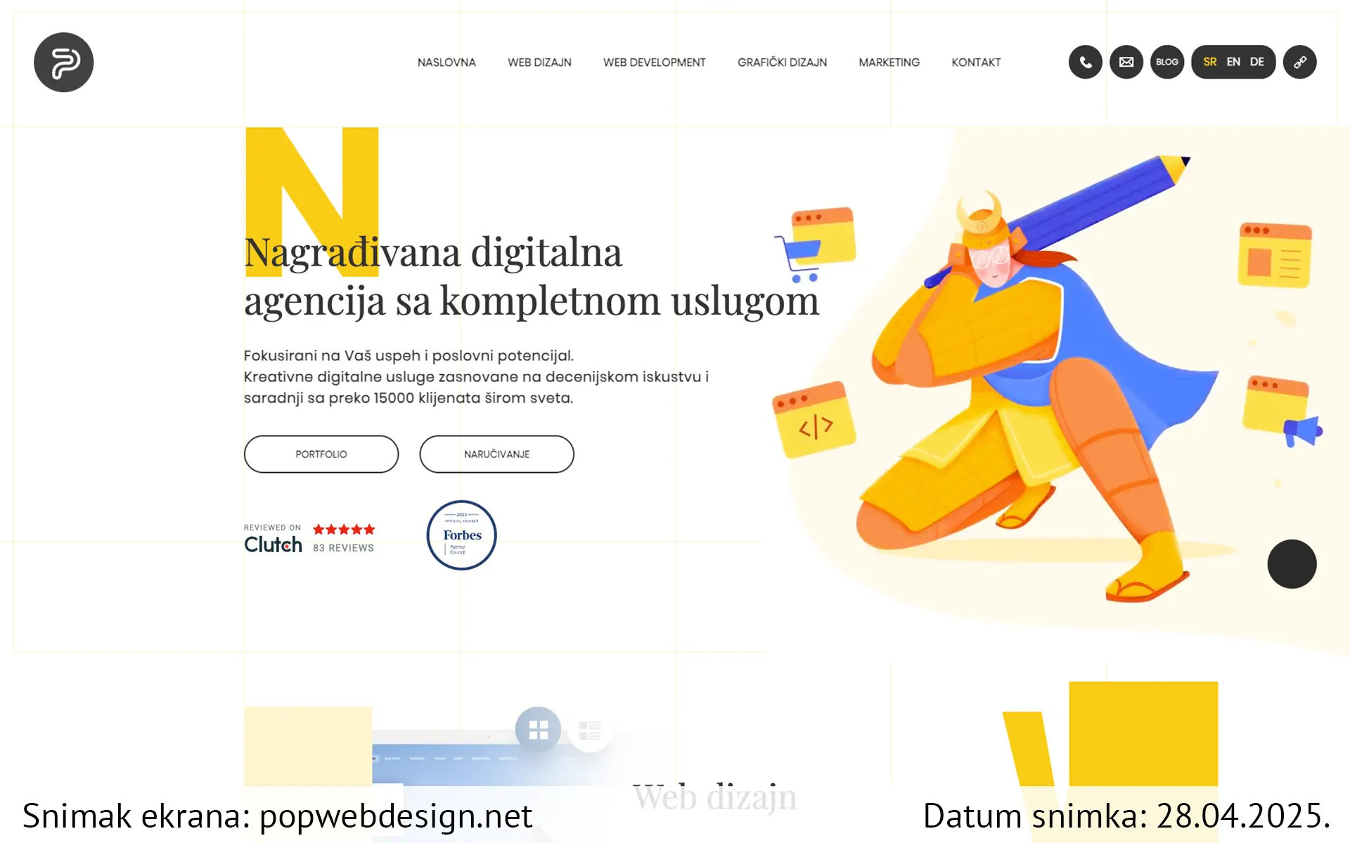 Snimak ekrana sajta — Pop Web Design