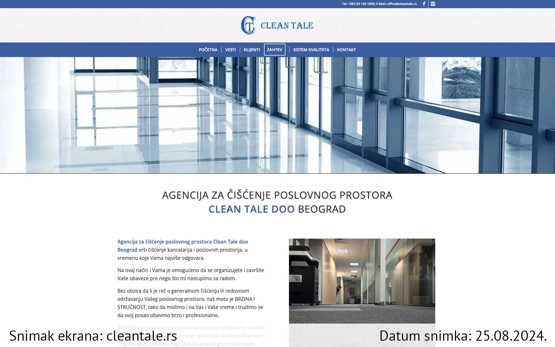 Snimak ekrana sajta — Clean Tale