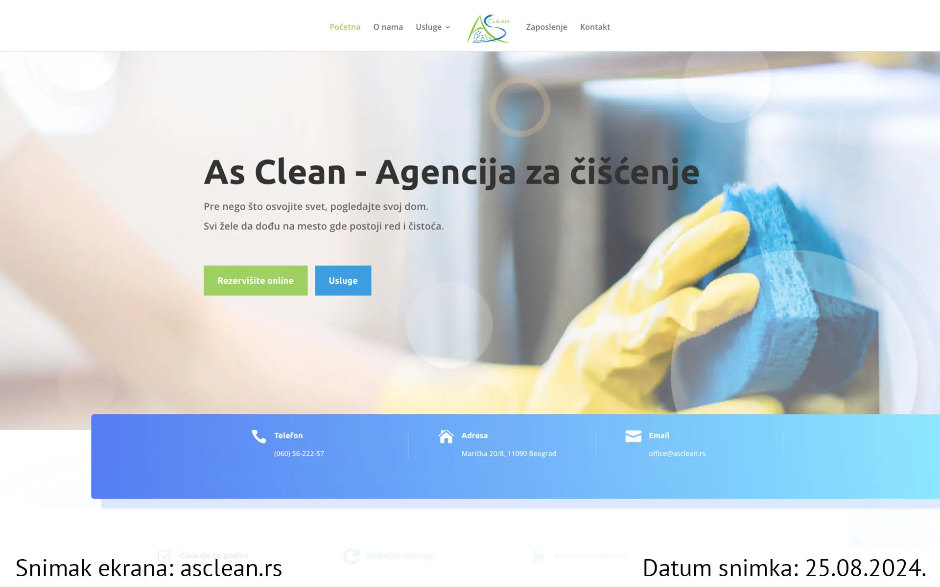 Snimak ekrana sajta — As Clean