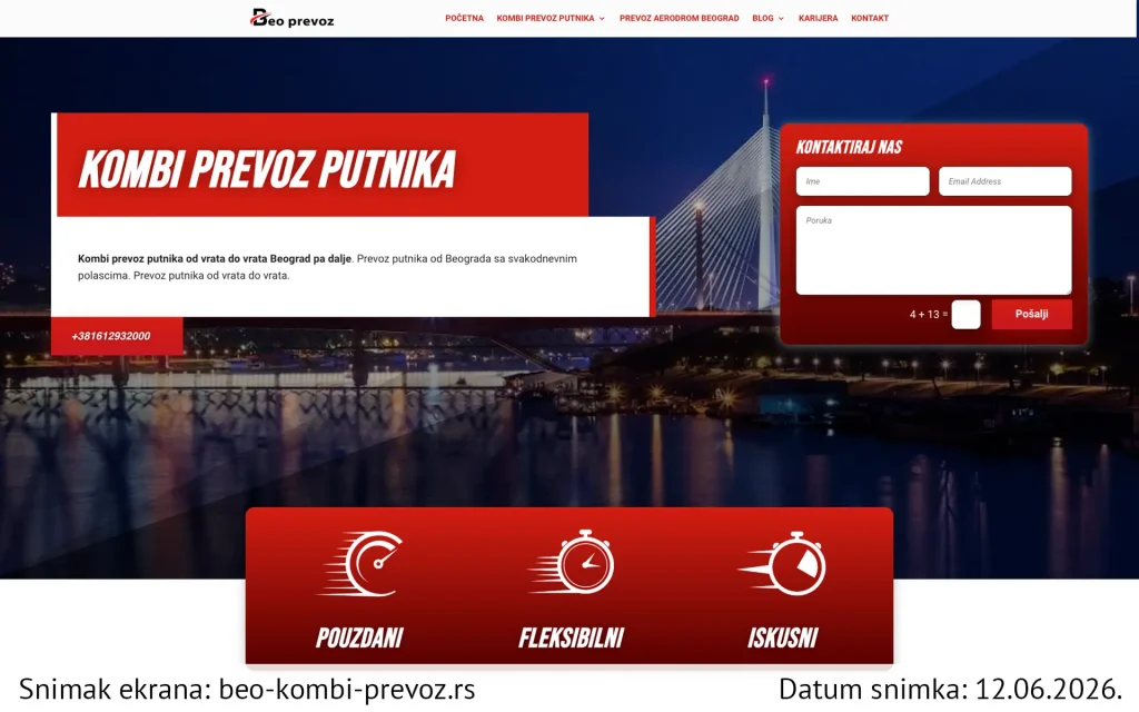 Snimak ekrana Beo Kombi prevoz